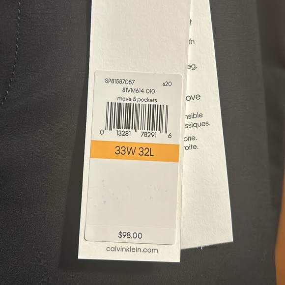 Men’s Calvin Klein 5-Pocket Black Pant 33Wx32L - Picture 7 of 7